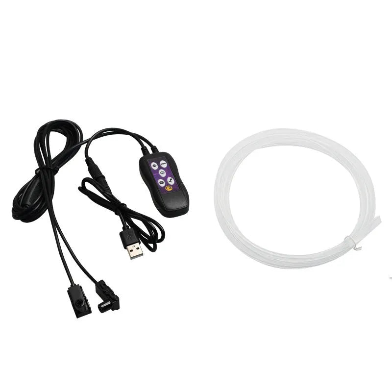 USB car LED atmosphere lamp with colourful colour-changing light strips for centre console and dashboard installation