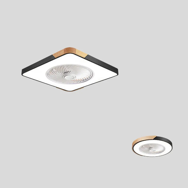 Nordic ceiling fan with light featuring solid wood blades and a white PVC lampshade