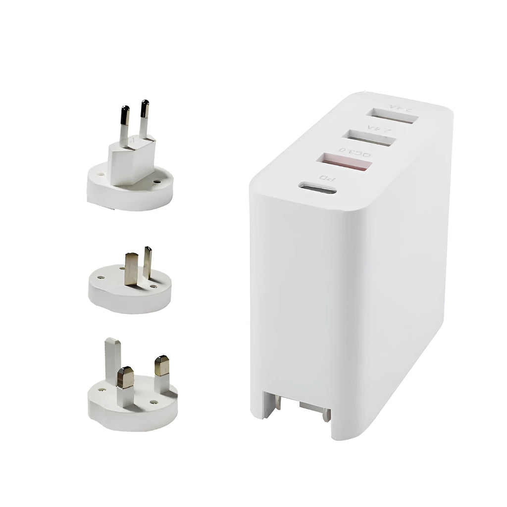48W four-port USB-C mobile phone charger with worldwide plug options