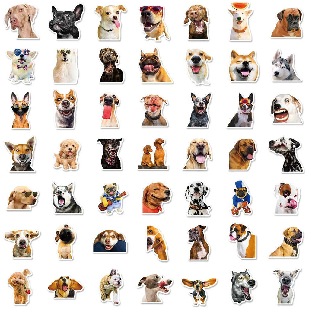 Pack of 100 realistic dog facial expression stickers in Nordic design style