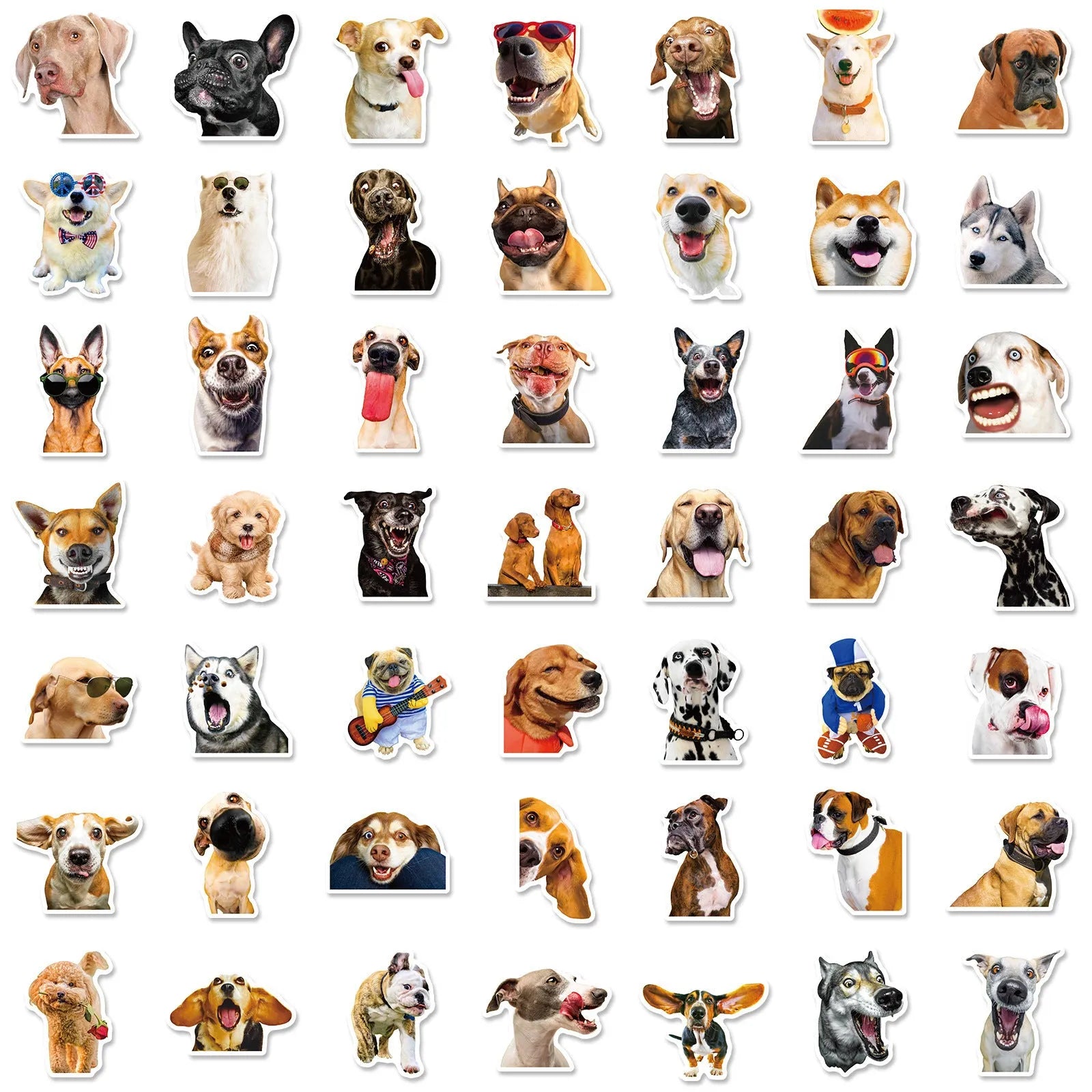 Pack of 100 realistic dog facial expression stickers in Nordic design style