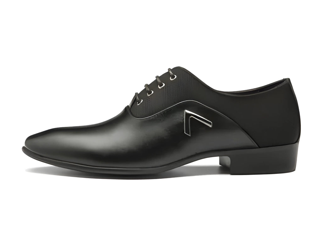 Men's Oxford business casual shoes in black, brown, and yellow with artificial PU leather upper