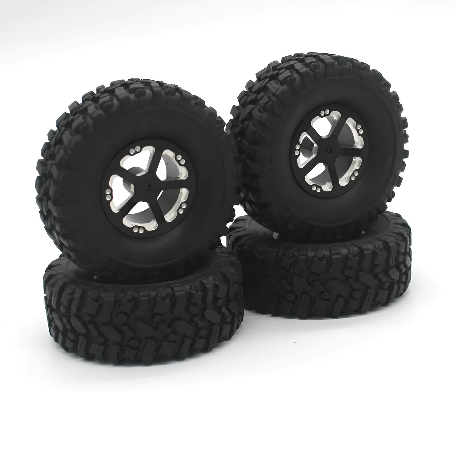 Alloy grey military RC car metal accessories set with black tyres