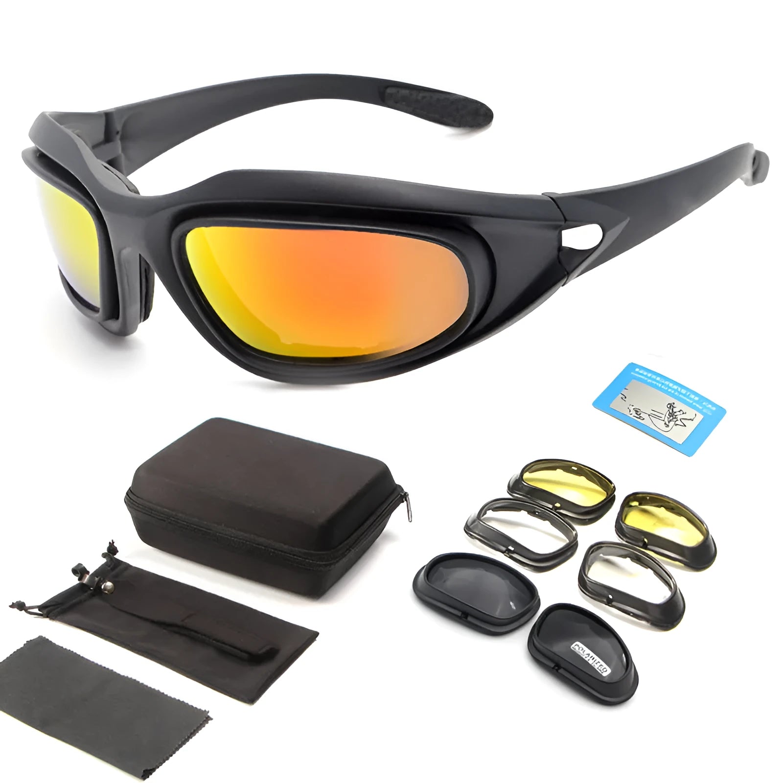 Tactical sports sunglasses with polarized lenses for cycling and outdoor activities