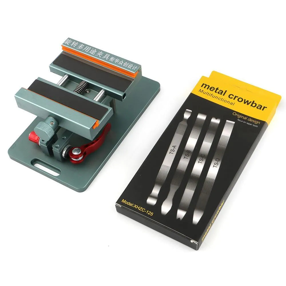 Mobile phone repair clamp tool with adjustable arms and silicone padding