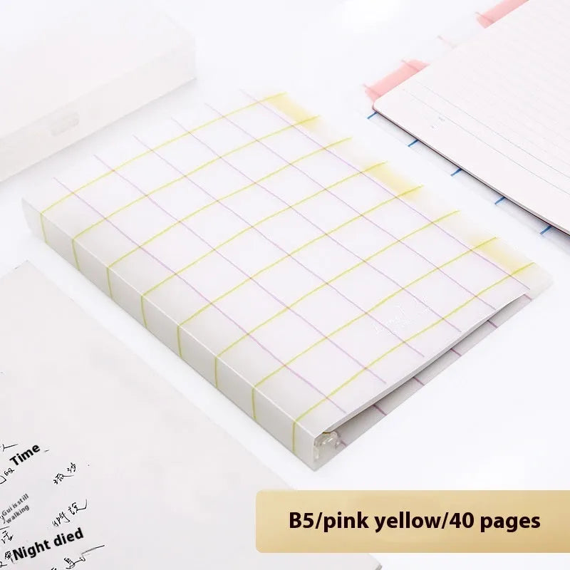Loose spiral notebook refill with transparent PP cover and raw wood pulp paper in A5 size