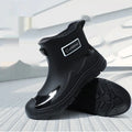 PVC waterproof wading boots with short tube design and flat heel