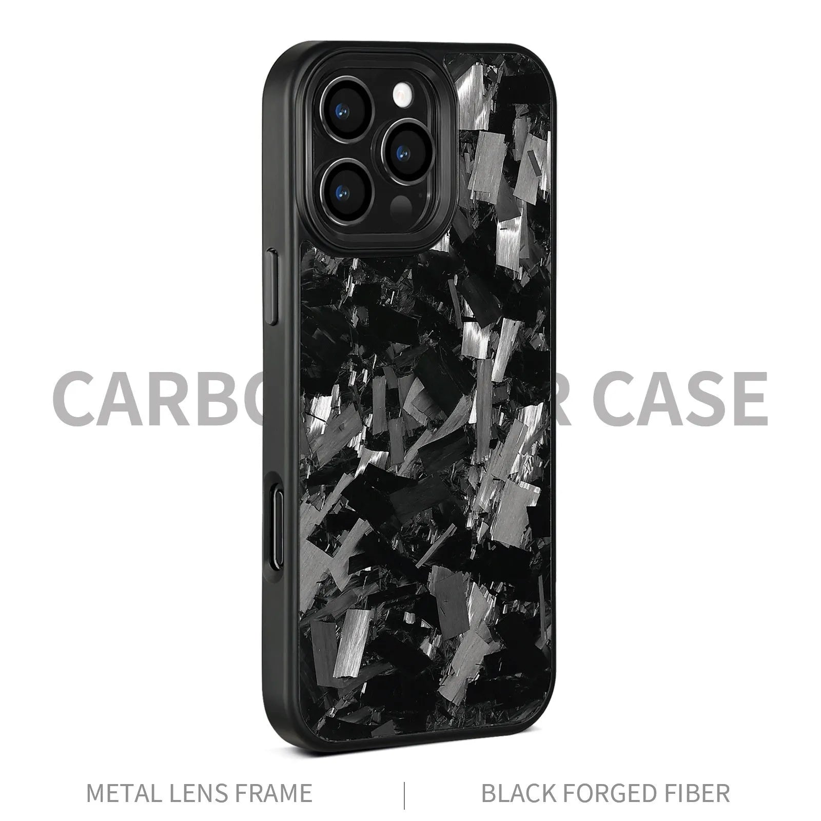 Black Frame blue gold carbon fibre iPhone case with a textured metal rim and built-in magnet.