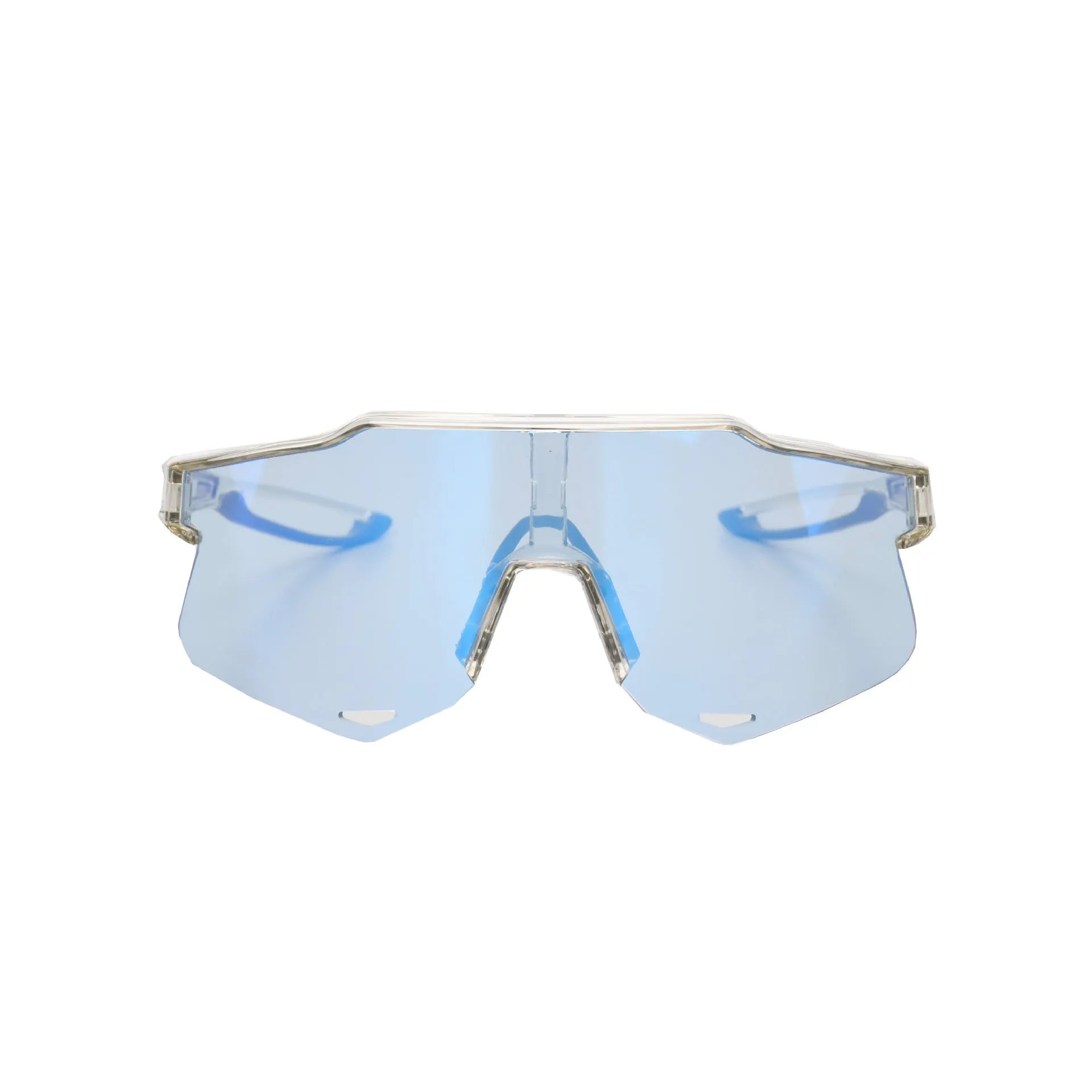 Colour changing PC cycling goggles with TR90 frame in bright gray and blue, unisex free size outdoor sports eyewear
