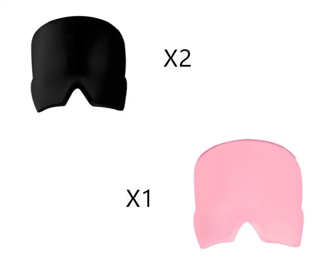Black elastic gel cold compress eye mask for headache relief with measurements