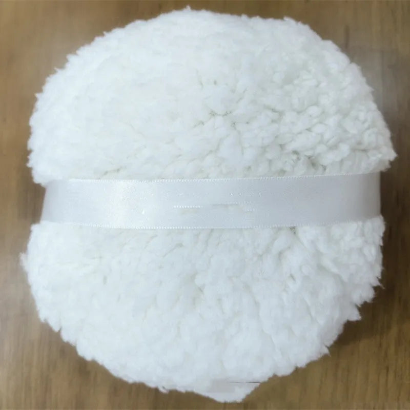 Oversized 150x75mm white skin colour plush powder puff for makeup application