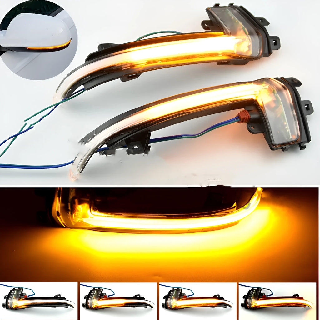 Dynamic LED mirror turn signals for Audi B8 and B8.5 models in black and white options