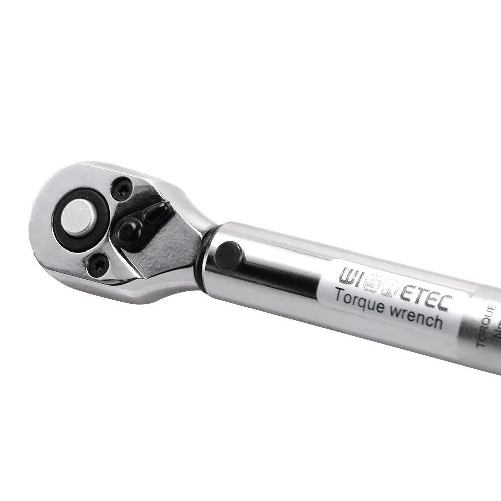 Metric torque wrench set with steel handle, 1/4 inch square drive head, and embossed scale