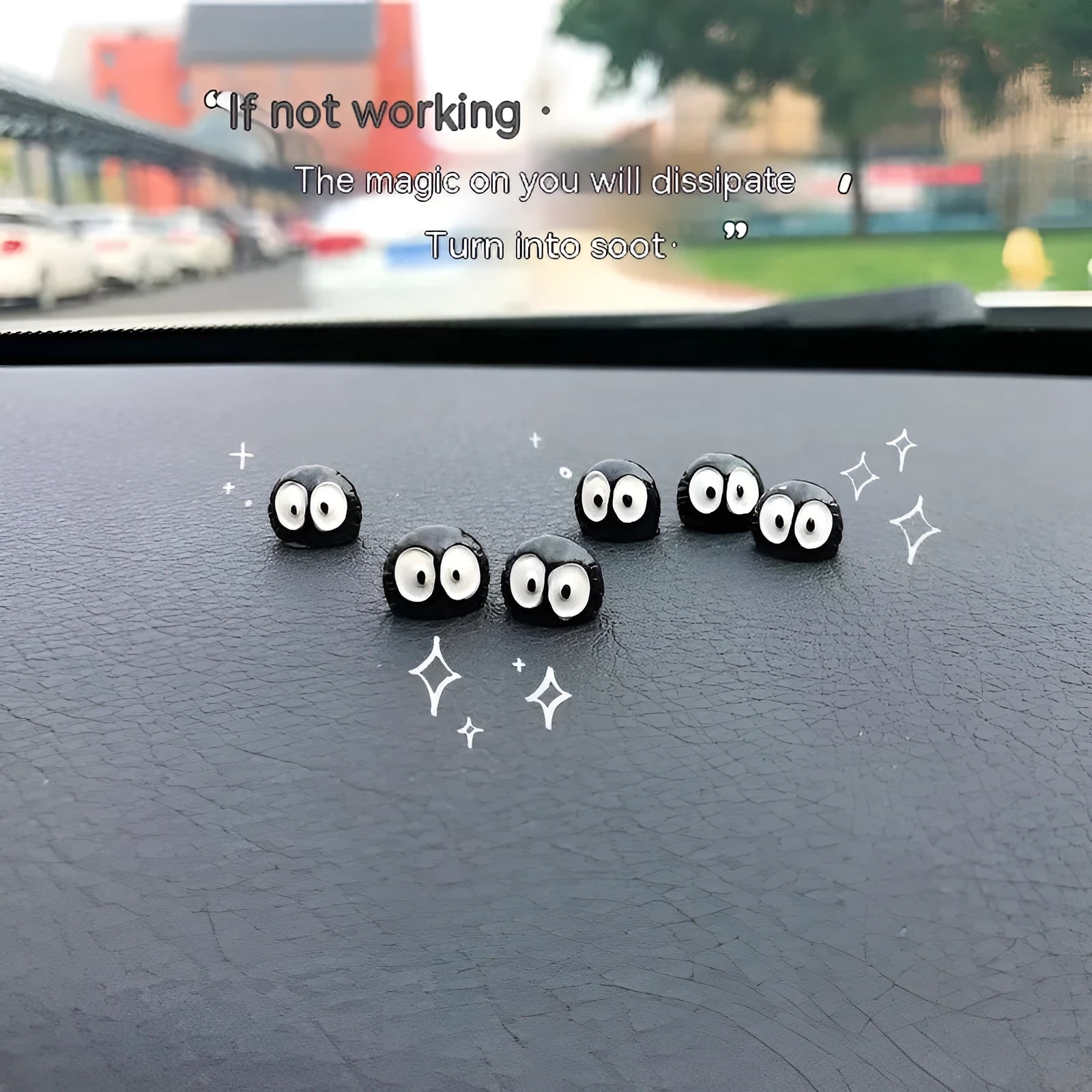 Small black cartoon car briquette resin decoration with traceless glue
