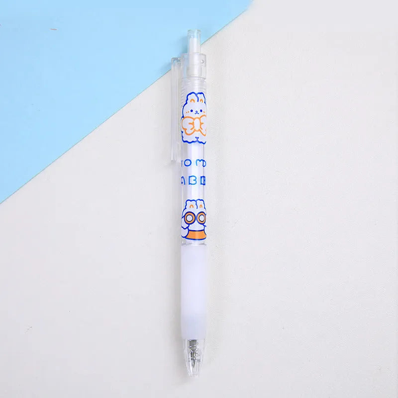 Six bear and rabbit character press pen knives with plastic casings and metal components