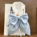 Dog Japanese three-purpose hand holding rope bow half vest style pet harness in Sky Blue on small dog
