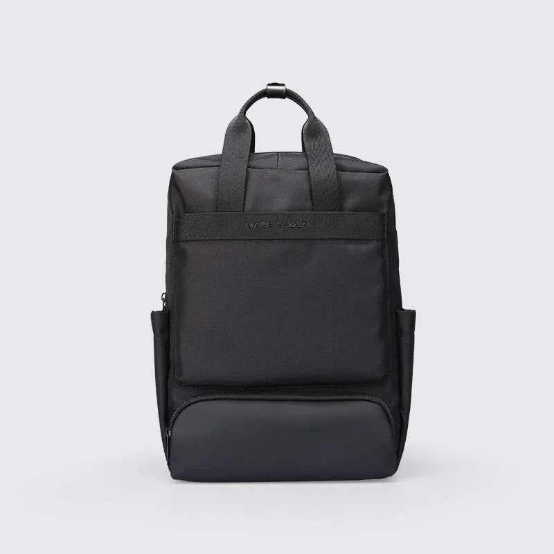 Elegant black Oxford cloth computer backpack with 20-35L capacity and polyester lining