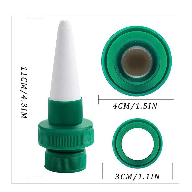 Green ceramic automatic water seepage device for plant irrigation with cola bottles