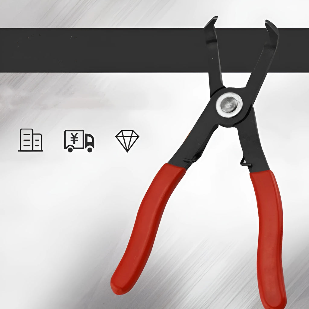 Red interior round nail removal pliers with carbon steel jaws and plastic handles