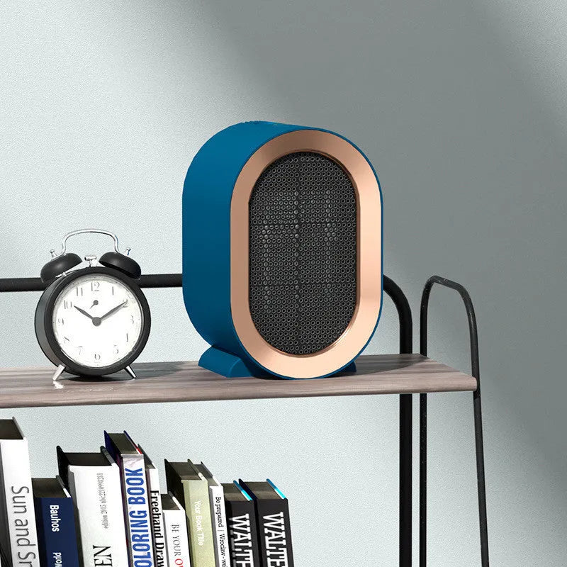 Desktop electric heater with ceramic heating element in choice of colours with international plug options