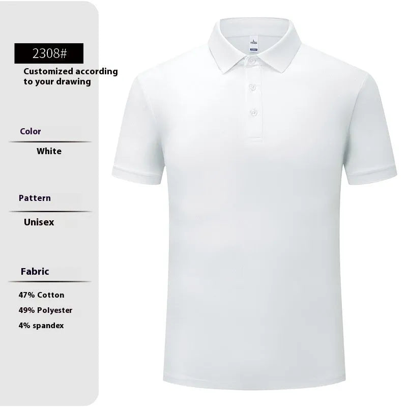 High-end workwear polo shirt for men summer short sleeve cotton blend solid colour regular fit
