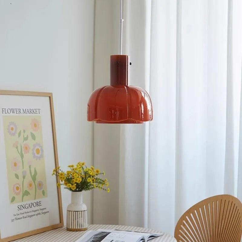 Medieval style glass bud chandelier pendant light in retro design with E27 fitting