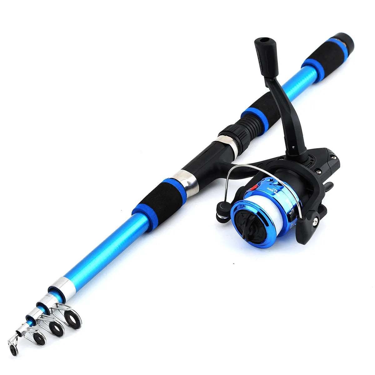 Novice children's fishing rod with pole and wheel suit in blue, green, red or yellow colour options