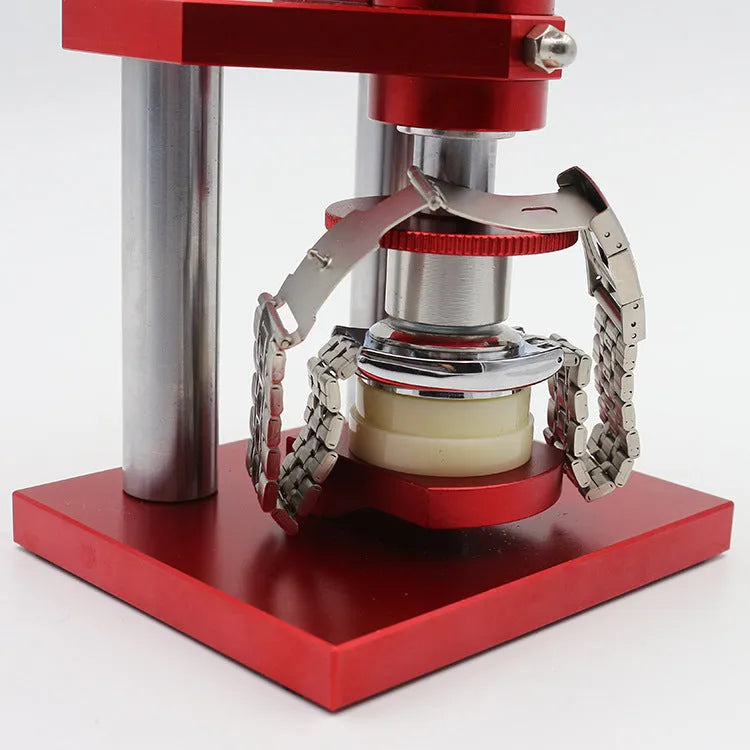 Watch repair spiral cap presser tool with 20 plastic moulds for back cover sealing