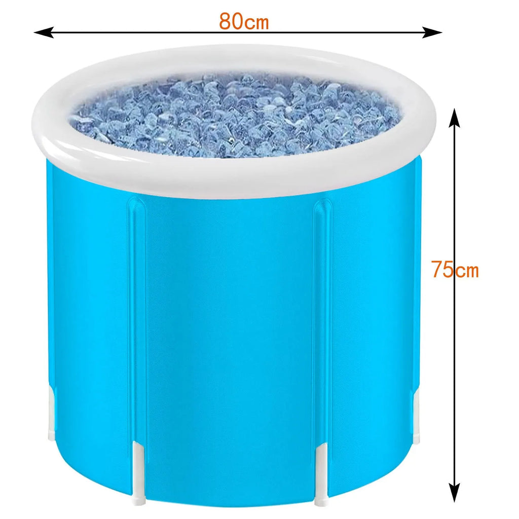 Blue inflatable foldable PVC bath barrel for adults universal size portable tub