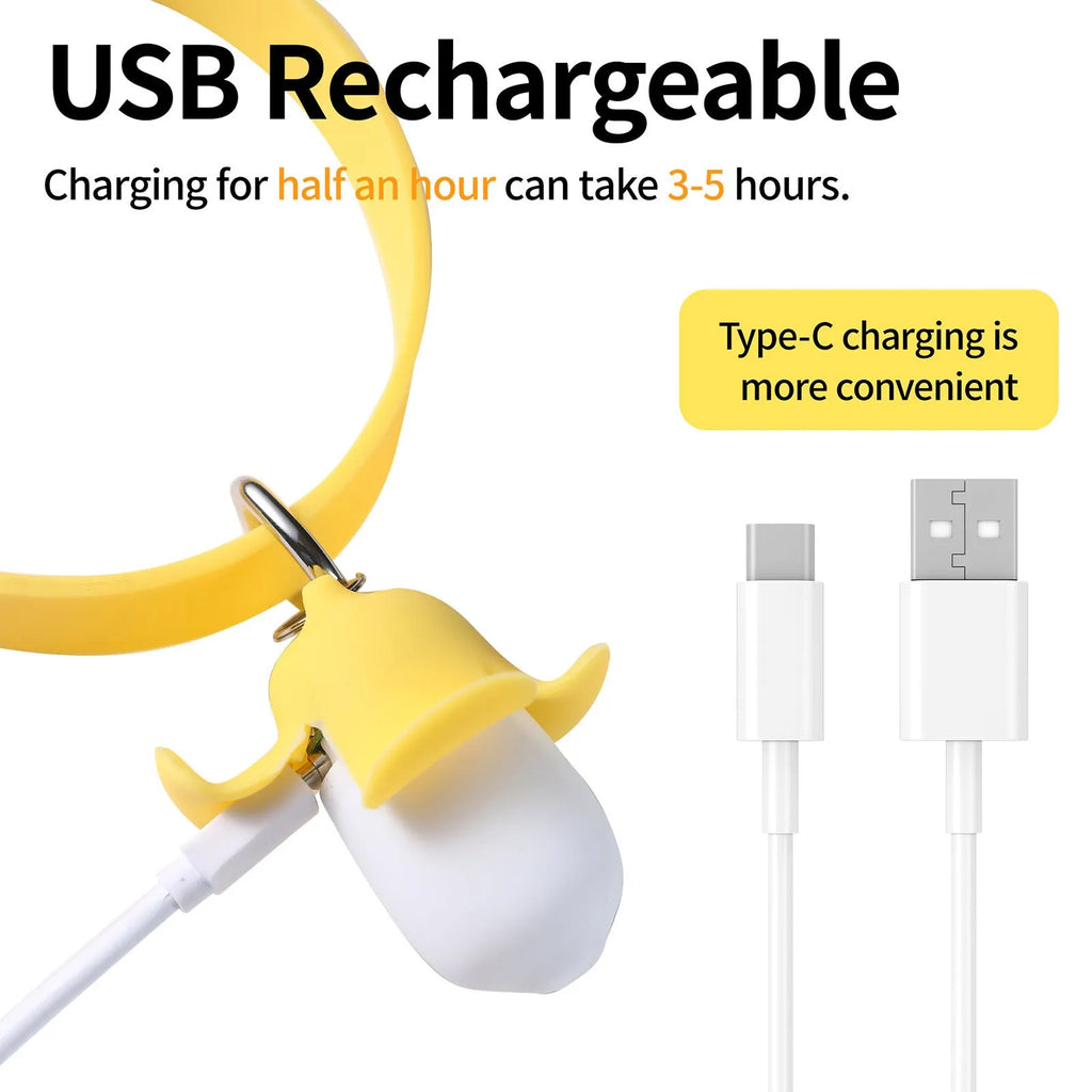 USB rechargeable banana-shaped luminous dog collar light in yellow silicone for pet safety