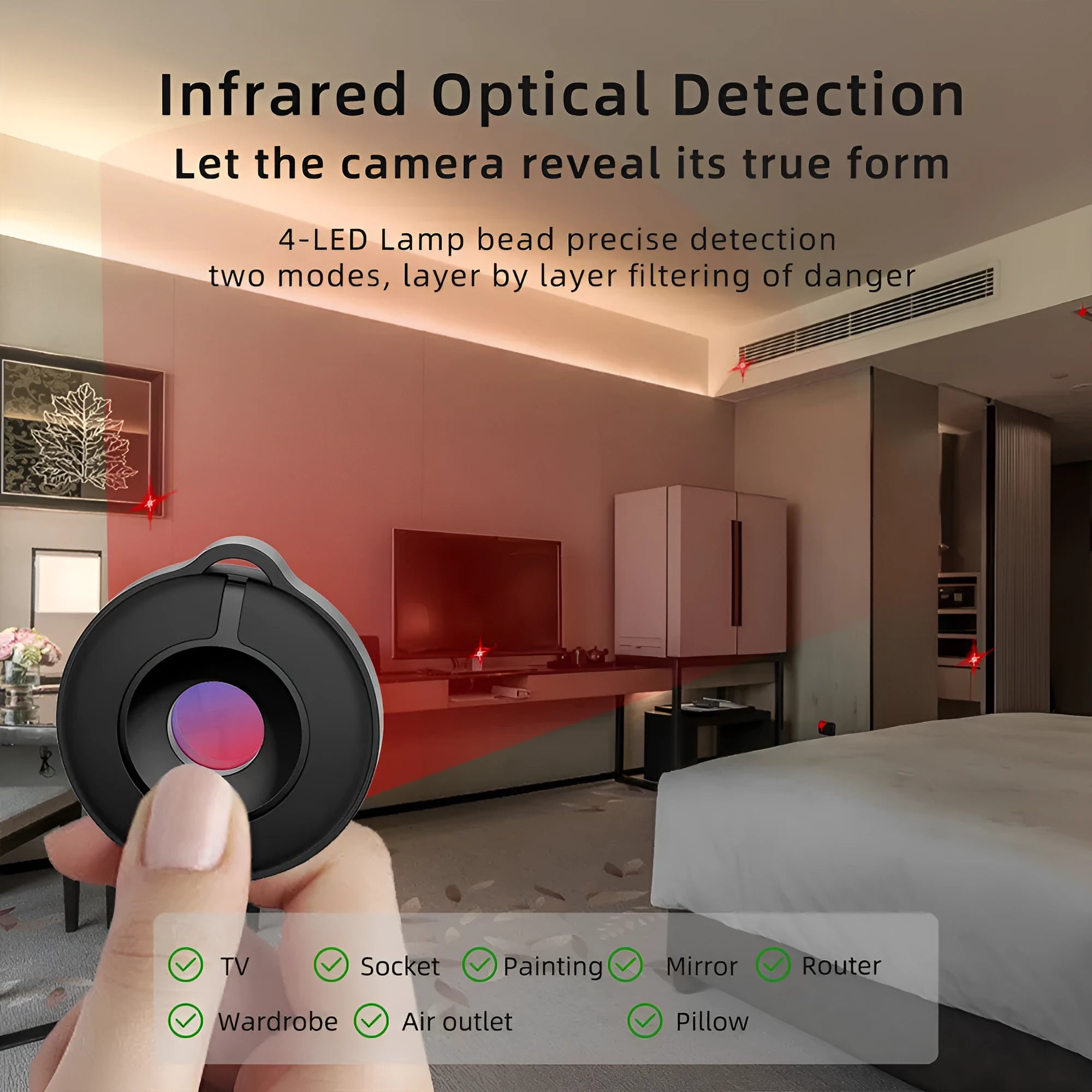 S600 compact infrared camera detector for finding hidden cameras with 5 metre detection range