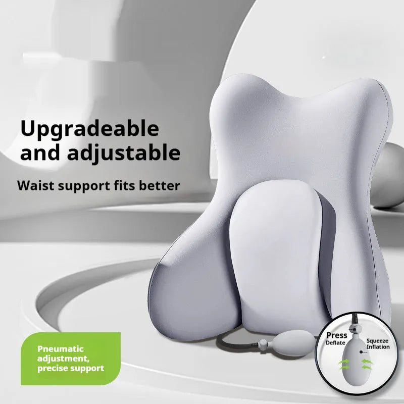 Ergonomic memory foam backrest waist pad cushion in solid colour with removable cover.