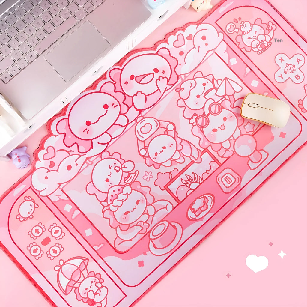 Hexagonal dragon crane machine anime design cloth mouse pad measuring 75 × 40cm with wrist support