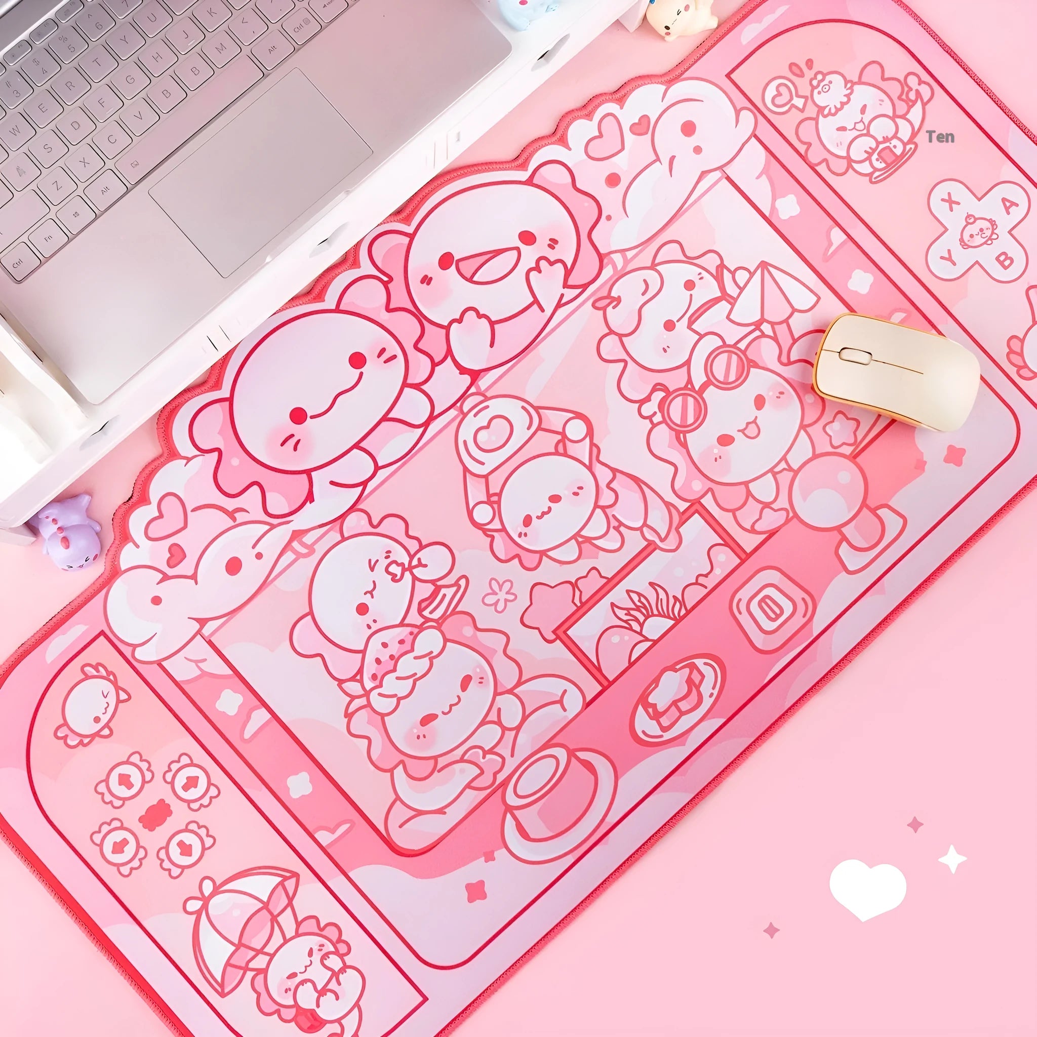 Hexagonal dragon crane machine anime design cloth mouse pad measuring 75 × 40cm with wrist support
