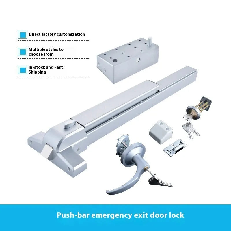 Stainless steel fire safety push lock with external handle for 65cm baked paint doors