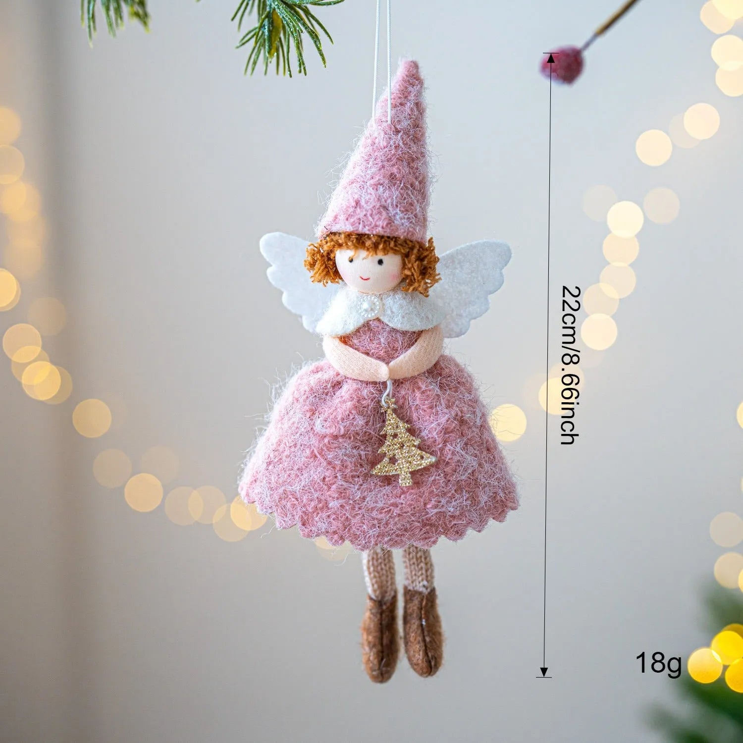 Cloth Christmas angel pendant with felt skirt in modern simplicity style