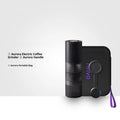 Aurora Italian hand brewed automatic electric coffee bean grinder with stainless steel blade, handle, and portable bag