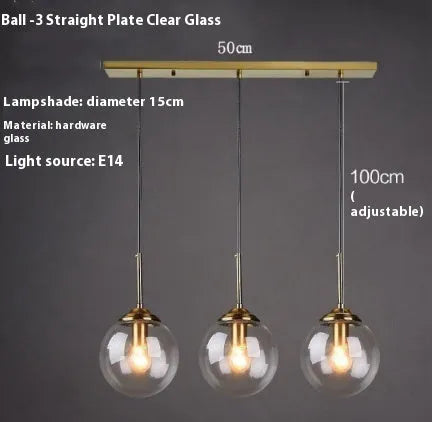 Nordic style round glass ball chandelier in contemporary home setting