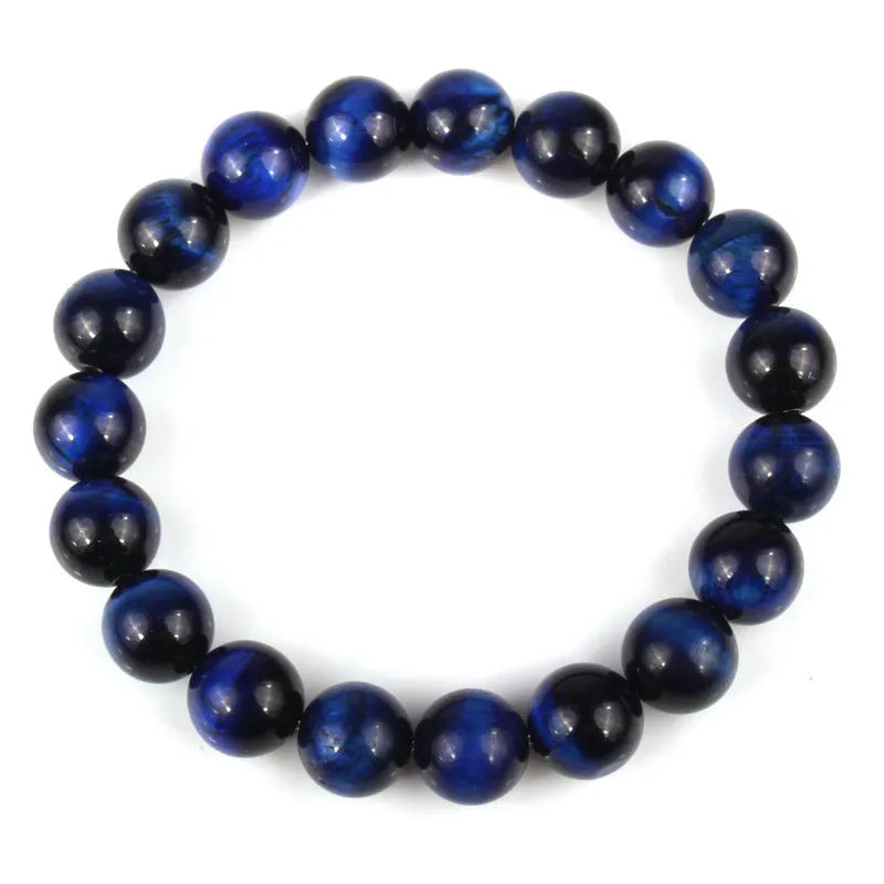 Tigereye crystal bracelet with round natural stone beads in various colours and sizes