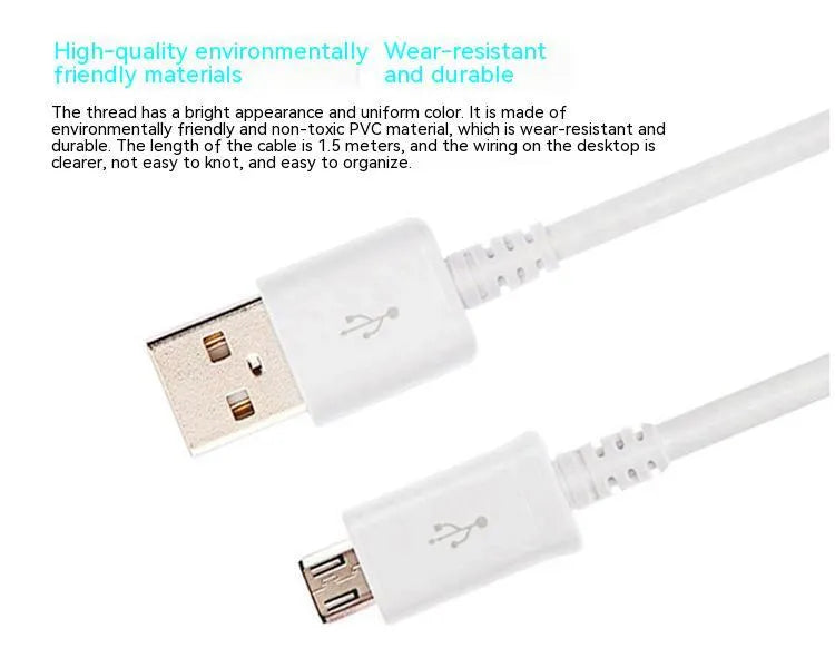 Android universal data cable with 1m black PVC cable and Micro USB connector