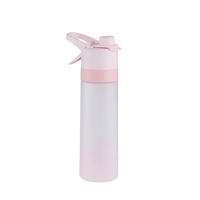 Spray water bottle for outdoor sport with handle strap leakproof lid wide mouth plastic nontoxic round shape