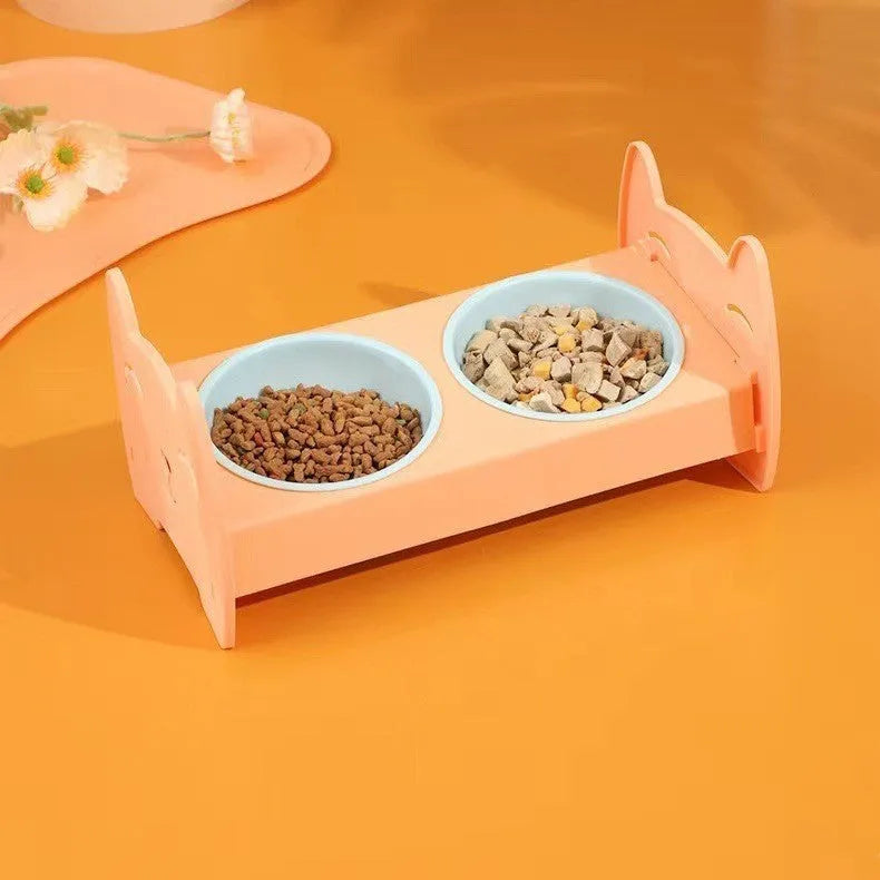 Anti-spill plastic pet bowl for dogs and cats 19x39x8cm in avocado green