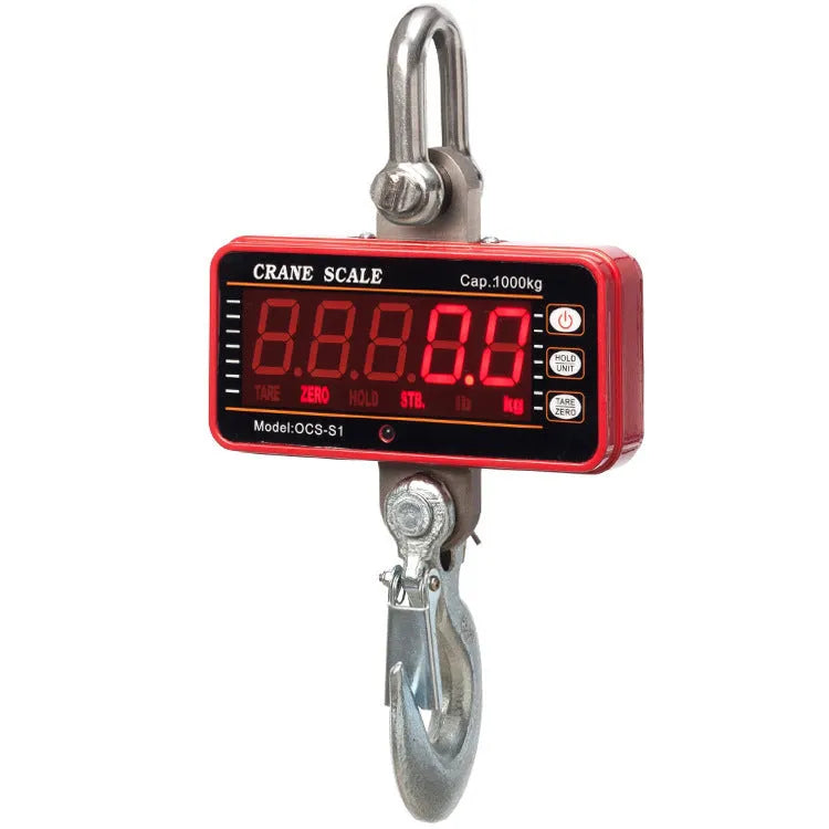 Orange electronic crane scale with digital display for 500kg capacity industrial weighing