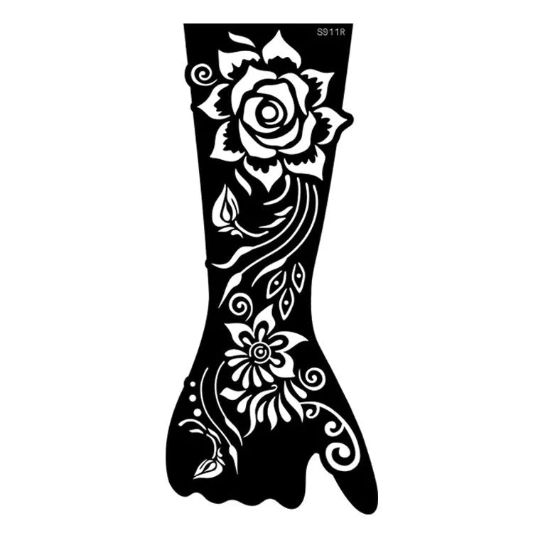 Pack of geometric hollow template tattoo stickers with machine-cut paper stencils for DIY art.