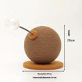 Hemp rope cat scratch board with attached ball toys in large and small size options.