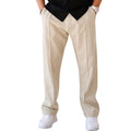 Men's loose straight drawstring trousers in waffle polyester fabric, shown in multiple colour options