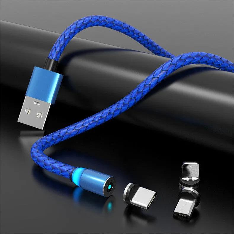 Magnetic data cable with breathing light in various colours and lengths for Apple and Android phones