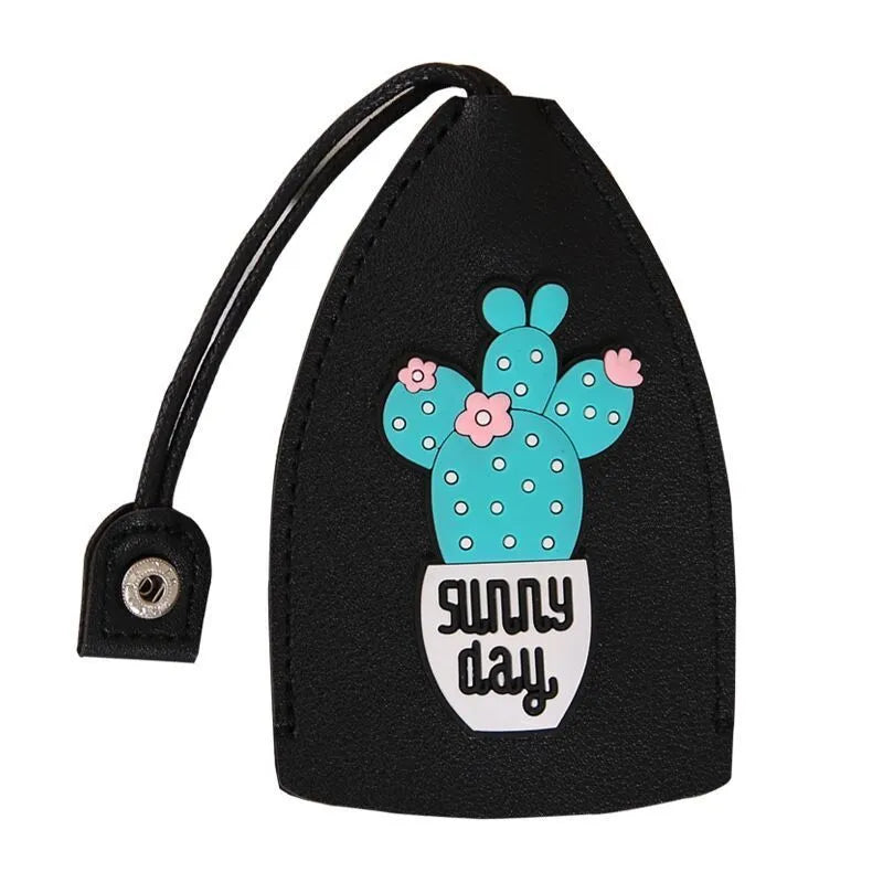 Cartoon design PU leather pull-out car key protector case showing colourful patterns