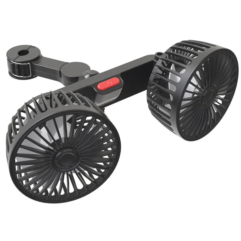 Black car USB rear pillow single head fan F4207 with PP plastic construction for 12V/24V vehicles