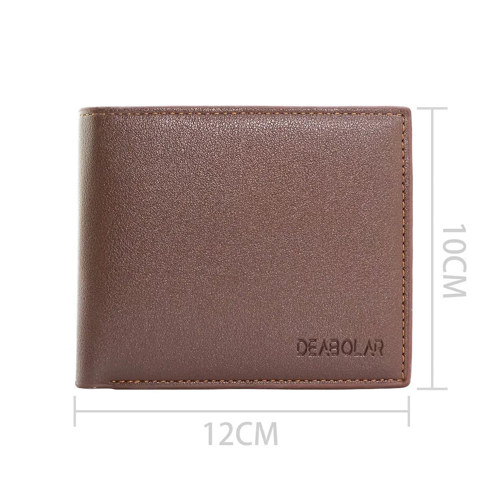 Men's brown leather wallet with a silver zip and seven visible card slots.